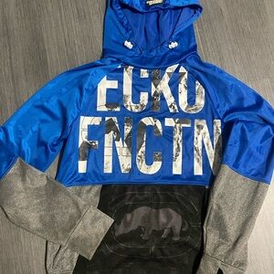 Ecko Unlimited Function Blue and Gray Street-Style Hoodie Teen Size Small